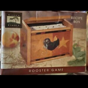 Warren Kimble Rooster Recipe Box - Brown and Black